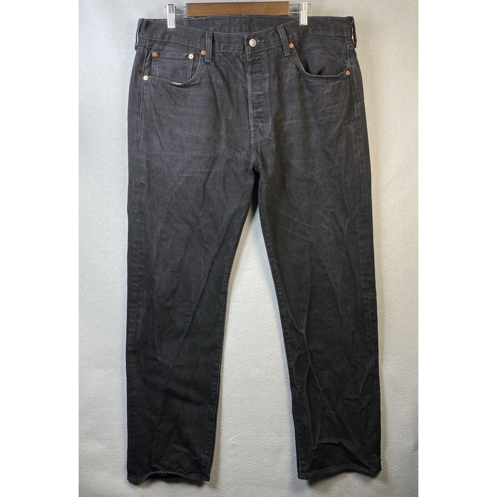Levis 501 Original Fit Jeans Mens 38 Blk Straight Leg Button Fly Academia Travel